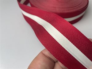Bændelbånd - rød med hvid stribe, 40 mm